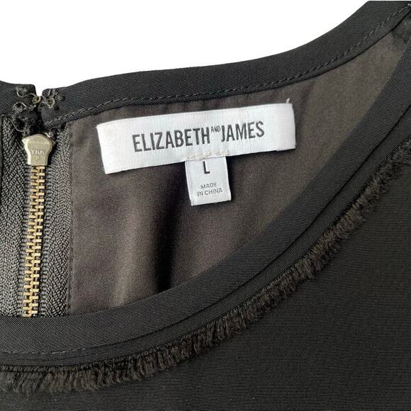 Elizabeth and James Black Sleeveless Sheer Silk Trim Blouse Crop Top - Large - Picture 3 of 12